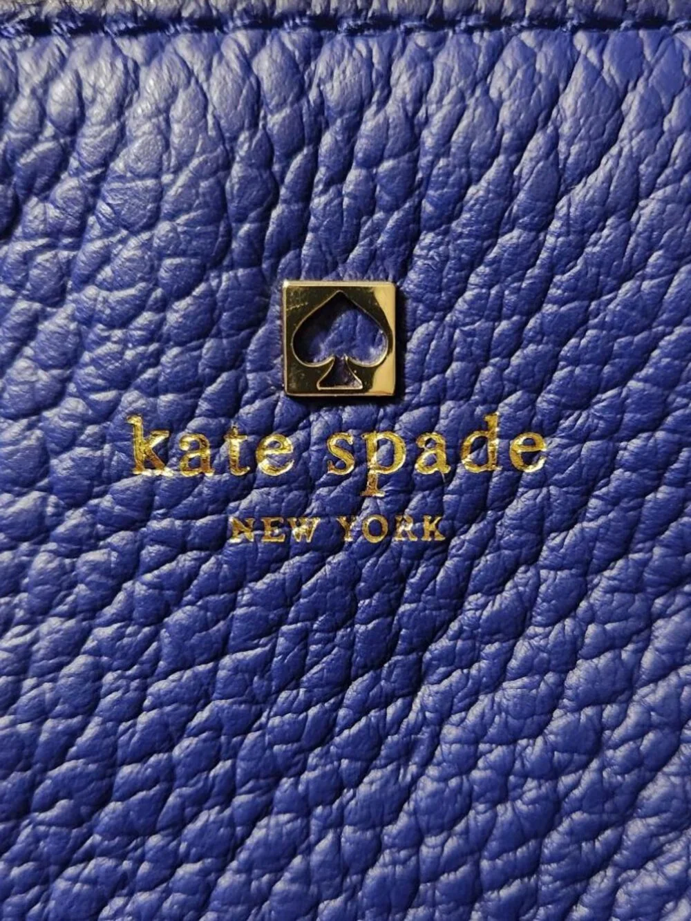 Kate Spade Shoulder Bag Medium Blue Black Textured Pebbled Leather Zip Top Bag